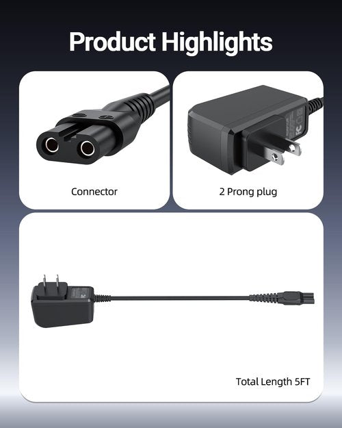 8V Power Cord Fit for Philips Norelco One Blade HQ850 QP2630 QP2530 Shaver Razor Trimmer Power Charging Adapter