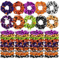 Halloween Satin Hair Scrunchies Set - Pumpkin Skull Black Cat Hair Ties, 80 pcs, Variations Include Pumpkin