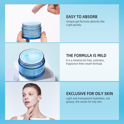 Hydro Boost Hyaluronic Acid Moisturizing Water Gel, Face Moisturizer For Oil Skin, Hyaluronic Acid Formula Combined With Water,Lightweight and 24 Hours Of Long-lasting Hydration-1.76Oz (Water Gel)