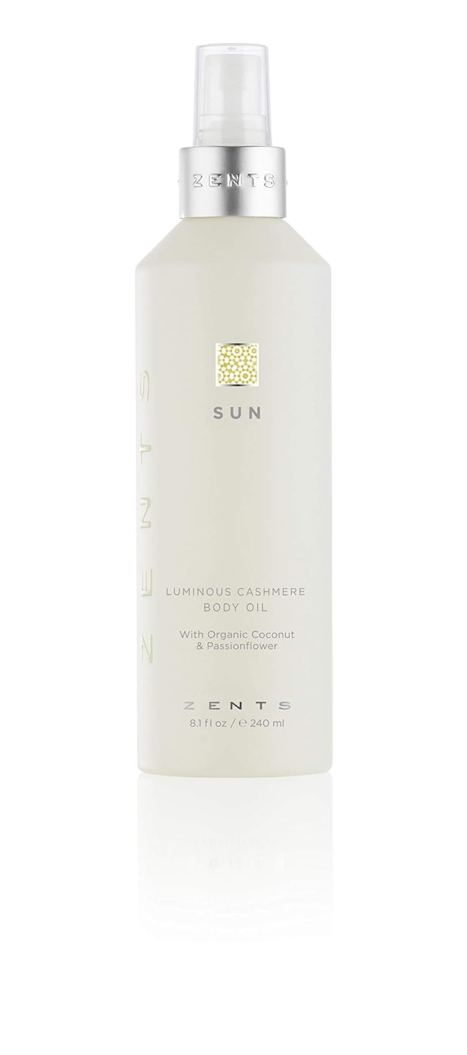 Zents Luminous Cashmere Body Oil - Moisturizing Sun Fragrance with Vitamin E & Coconut Oil | 8 fl oz