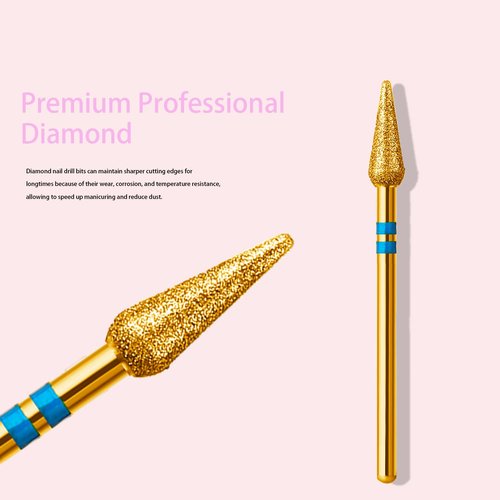 ERUIKA 10pcs Diamond Cuticle Clean Nail Drill Bits Set,Professional Safety Rotary Carbide Under Nail Cleaner Russian Manicure Nail Bit for Cuticle Dead Skin,Nail Prepare Salon Tools(Gold, Medium-M)