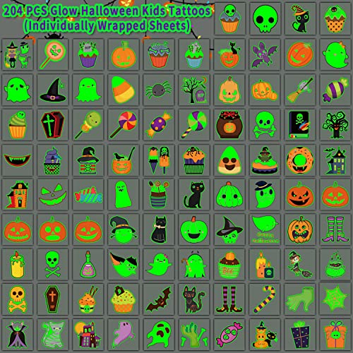 Glow Halloween Temporary Tattoos for Kids Party Decorations - Many Designs