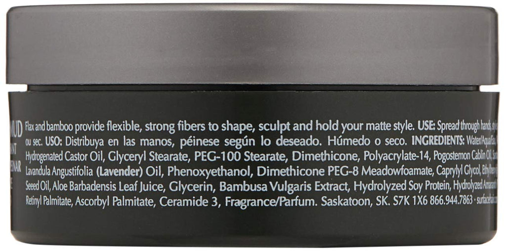 SURFACE Hair Men Styling Mud - Flexible Strong Hold with Flax & Bamboo - 2.25 oz
