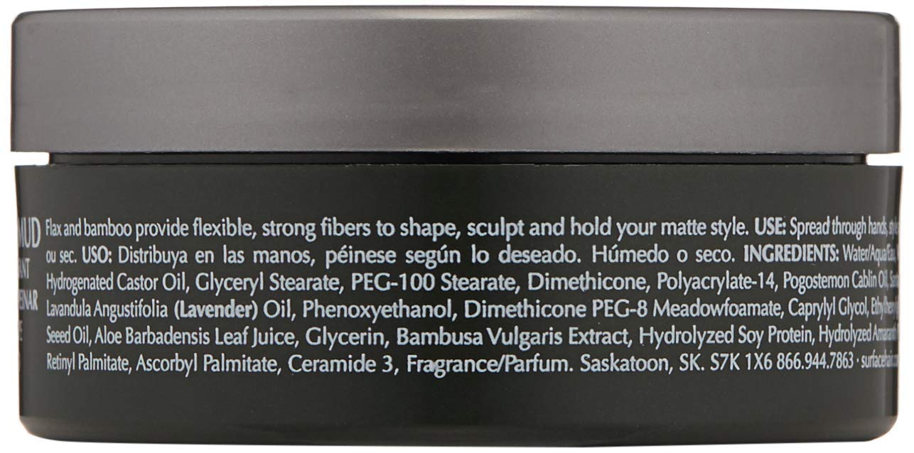 SURFACE Hair Men Styling Mud - Flexible Strong Hold with Flax & Bamboo - 2.25 oz