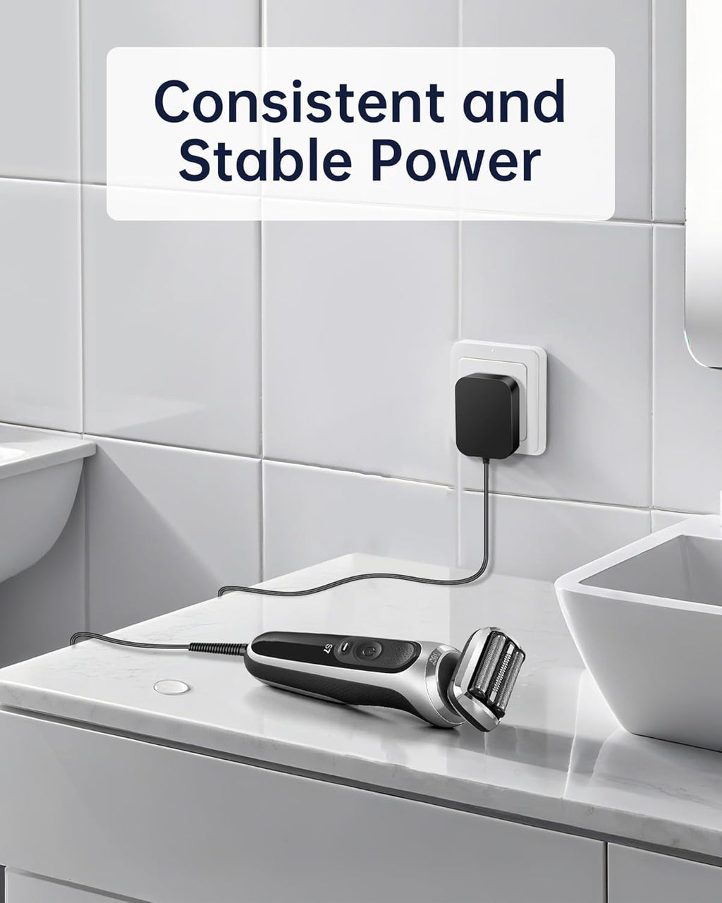 WUKUR 12V Charger Compatible with Braun Shaver Series 3/7/5/1/9, Charging Cord for Braun Electric Razor Shaver Trimmer 3040s, 310s, 340S, 5190cc, 5040s, 740S, 7865, 9290cc, 9095cc Replacement Adapter