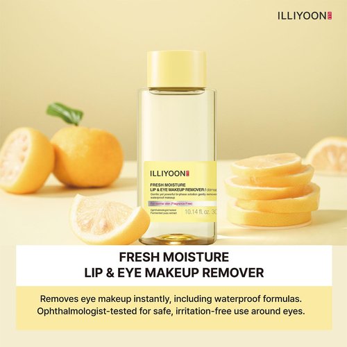 Illiyoon Fresh Moisture Makeup Remover - Gentle Waterproof Lip & Eye Cleanser with Yuzu Extract | 0.14 Fl. Oz (300ml)