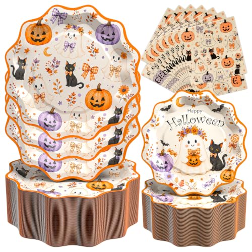 150Pcs Heavy-duty Halloween Plates and Napkins Set Disposable Paper