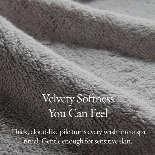Italic Ultraplush Australian Cotton Washcloths - Set of 2 Luxury Plush Face Wash Cloths, Soft and Absorbent 800 GSM 100% Cotton Washcloth for Bathroom, Spa, Gym, Face and Body (Light Grey)