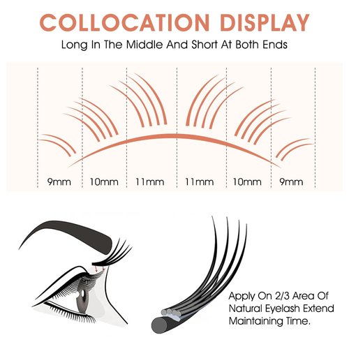 NATUHANA Eyelash Extensions 0.07 C Curl 8-14mm WW Shaped Clover Classic Easy Fan Permanent Volume Lash Extensions Automatic Blooming Flower Lash,Professional for Lash Techs(Double 4D,0.07-C,8-14Mix)