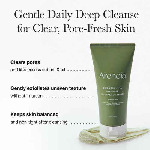 ARENCIA Salicylic Acid Cleanser - Deep Pore Cleansing Face Wash with Green Tea & LHA, 5.07 fl oz