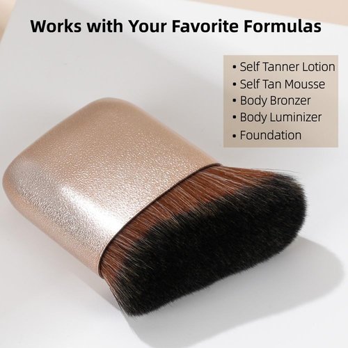 GOERTI Self Tanner & Bronzer Brush with Travel Case – Large Kabuki Body Makeup Brush for Face & Body, Ultra Soft Vegan Kabuki Foundation Makeup Brush for Liquid, Cream & Powder Applicator