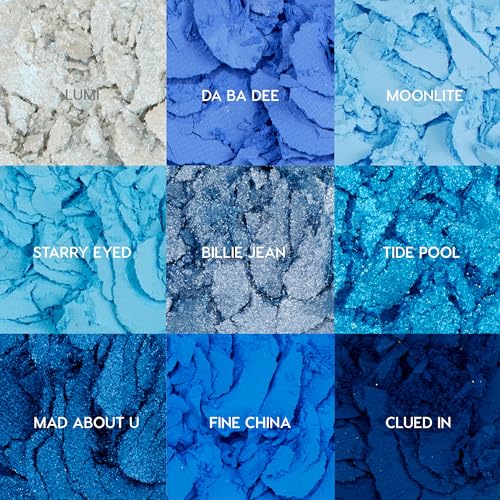 Blue Moon Eyeshadow Palette - Monochromatic Blue Makeup with Matte, Metallic & Duochrome Finishes