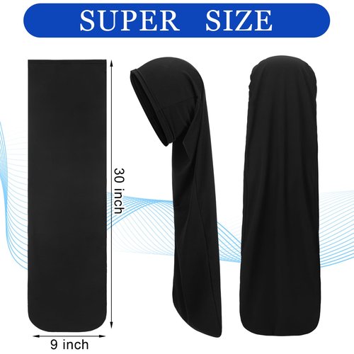 Twistover 2 Pcs Jumbo Dreadlock Cap Hair Dreads Head Wrap Loc Wraps for Dreads Hair Accessories for Men Women Sleeping(Black,Black,30 Inches)