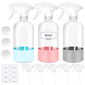 ZENOWICK 3 PACK/16 OZ Glass Spray Bottles with Upgraded Adjustable Spray Nozzle, Refillable Containers with Silicone Sleeve, Spray Bottle for Hair&Cleaning Solutions&Essential Oils-Pink Blue Gray