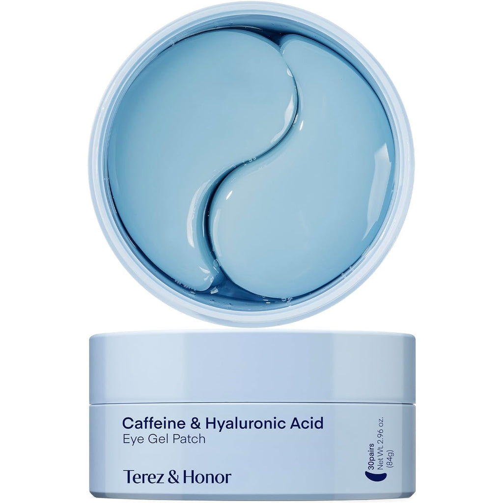 Terez & Honor Under Eye Patches - 60 Korean Hydrogel Masks with Caffeine & Hyaluronic Acid for Dark Circles & Puffiness | Vegan & Fragrance-Free