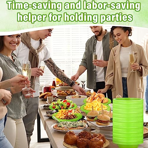 Green Disposable Plastic Bowls Set - 100 Pcs 12oz Party Serving Dishes