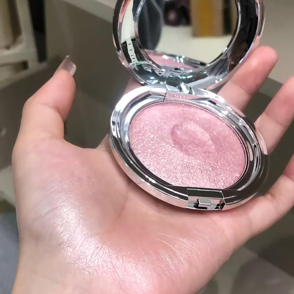 White Moonlight Highlighter - Waterproof Diamond Glow Shimmer for Face & Body | Icy Metallic Finish, Long-Lasting Radiance