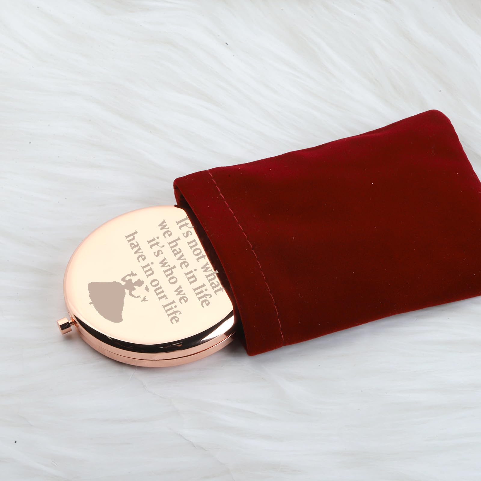 WUSUANED Princess Makeup Mirror It’s Not What We Have in Life It’s Who We Have in Our Life Jewelry Fairy Shoes Movie Gift Princess Fan Gift
