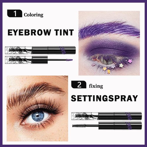 Skiennix 2-in-1 Semi-Permanent Eyebrow Gel - Waterproof Tinted Brow & Lamination Gel | 24HR Hold, Clear (04#Purple)