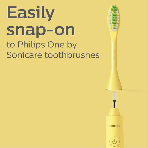 Philips One by Sonicare Electric Toothbrush Heads - 2 Pack, Mango Yellow, Up to 6 Month Supply