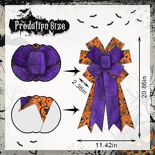 Halloween Burlap Spider Web Wreath Bow - Purple & Orange Fall Decor - Style1
