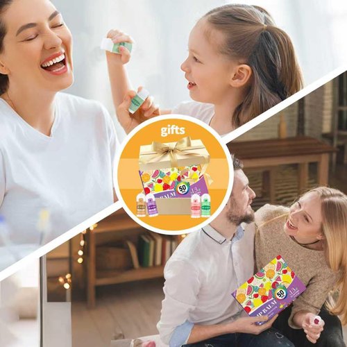 Mini Lip Balm 50 Pack, Natural Lip Balms with Vitamin E and Coconut Oil. Moisturizes for Dry Lips, Perfect for Christmas Gifts, Party Favors, Gift Bags and Small Gifts-13 Flavors