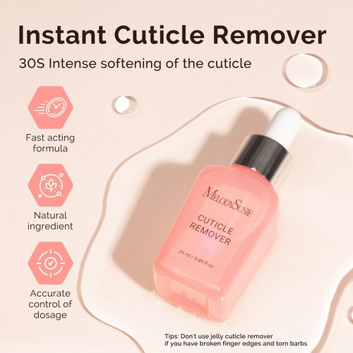 MelodySusie 25ML Cuticle Care Kit - Cuticle Oil and Cuticle Remover, Cuticle Nourishes and Softener, Promotes Nail Growth and Strength for Home and Salon Use 2PCS