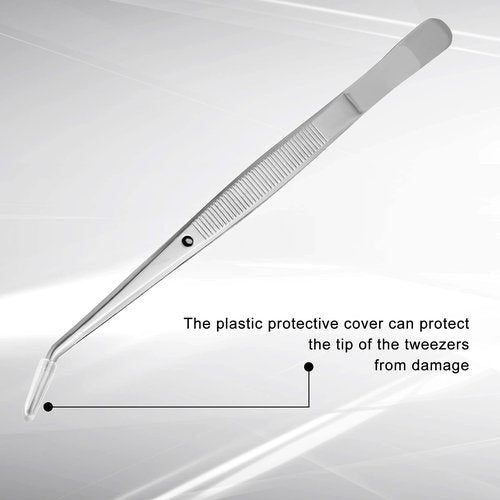 Honoson 10 Pcs Stainless Steel Tweezers for Crafting with Curved Serrated Tip Multipurpose Forceps Sewing Machine Tweezers Bulk (Silver)