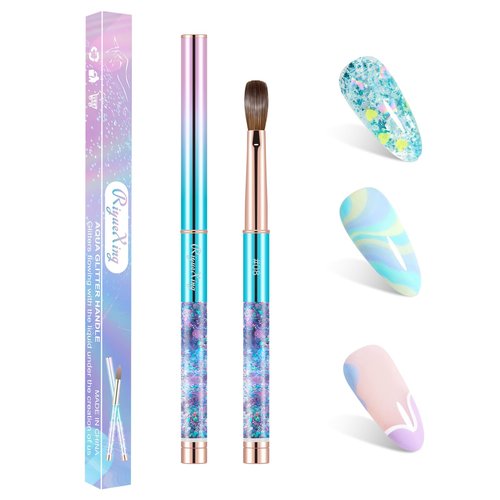 100% Kolinsky Acrylic Nail Brush- Size 08 Professional Nail Brush for Acrylic Application Acrylic Powder Brush for Nail Art DIY Home Salon Nail Manicure (Blue)
