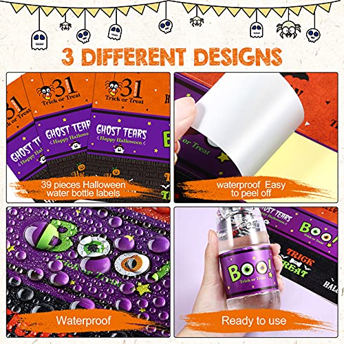Halloween Water Bottle Labels Waterproof Sticker Set - 39 Pcs