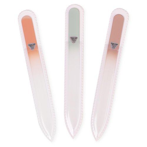 BONA Fide Beauty Czech Glass Nail File Set 3-Pieces, Muted Fall Colors Nail Filers - Reusable Nail Care, Lovely Gifts for Bridesmaid, Travel Beauty Tool