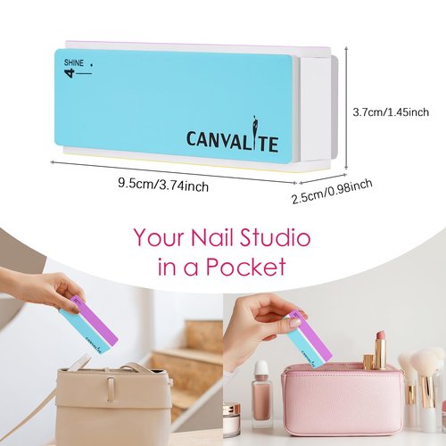 Canvalite Nail Files and Buffers, Shapes/Smooths/Shines Multi-Functional File & Polishing Buffing Block with 100/180 Grit Emery Boards, 14pcs Manicure Kit Natural Nail Care