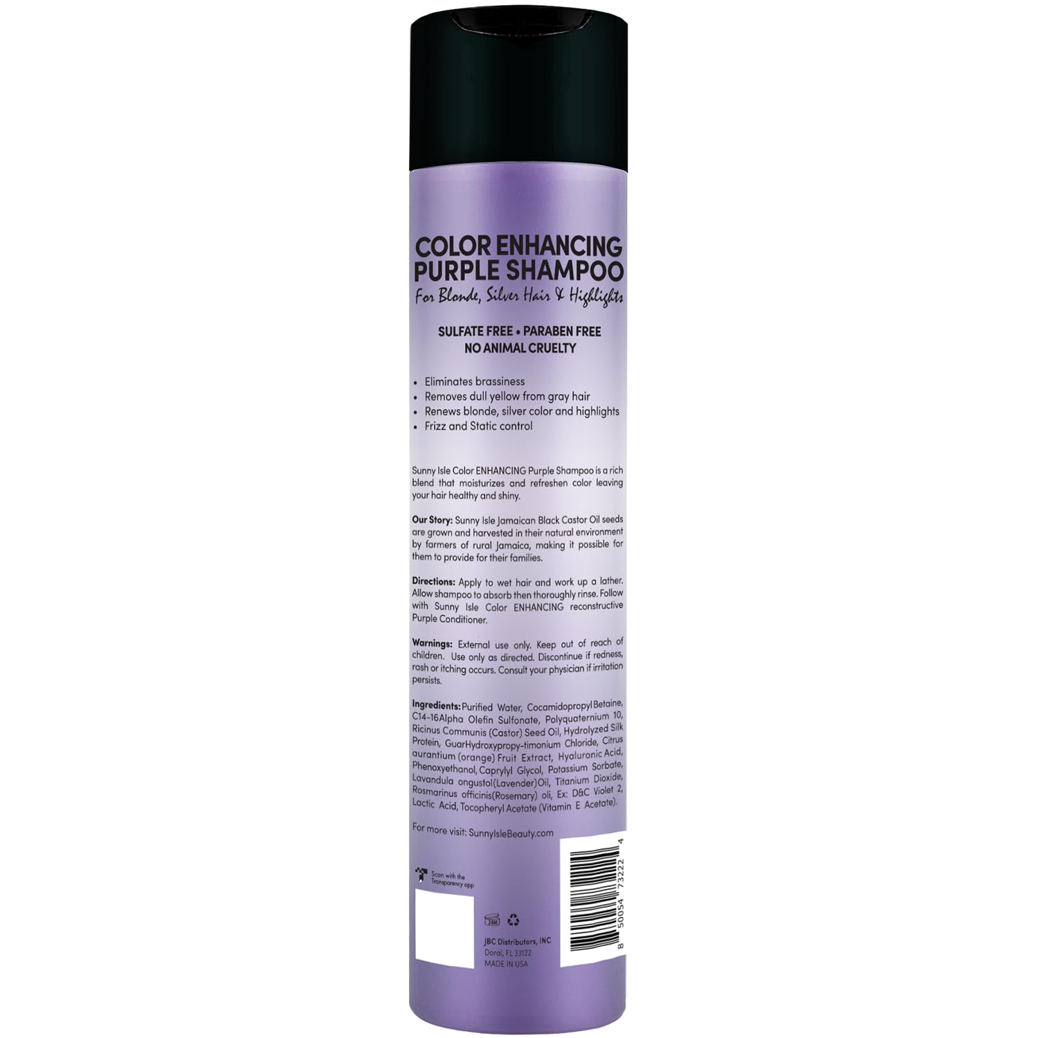 Sunny Isle Color Enhancing Purple Shampoo - Neutralizes Brassy Tones, Unscented | 10.1 Fl Oz