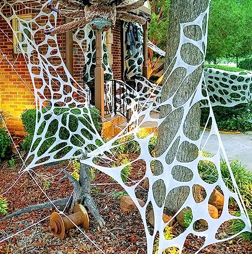 DIY Outdoor Spider Web Decoration 26.9X12.46ft Halloween Cobweb Netting - Stretchy Webbing for Haunted House & Yard Decor