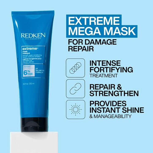Redken Extreme Hair Mask - Fortifies & Strengthens Damaged Hair, 8.5 Fl Oz