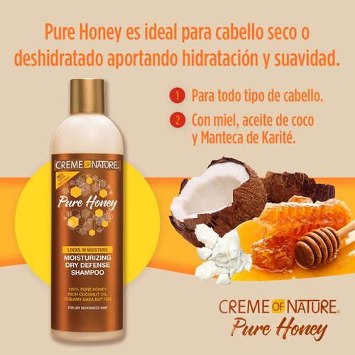 Creme of Nature Pure Honey Shampoo - Moisturizing Formula with Coconut Oil & Shea Butter | 12 oz for Dry Hair