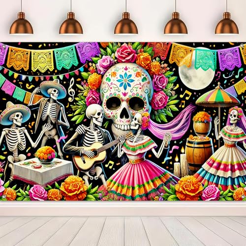 Day of the Dead Banner Skull Mexican Fiesta Decorations 71x43 Inch