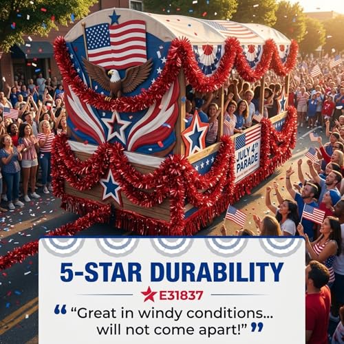Red Vinyl Twist Garland for Parade Floats & Holiday Decorations - 4" x 25'