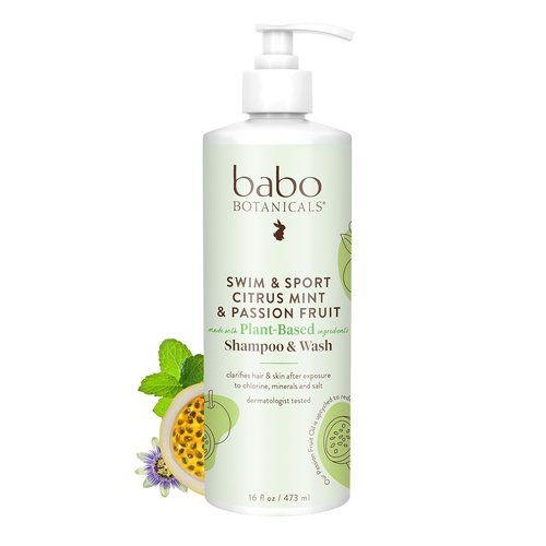 Babo Botanicals Citrus Mint & Passion Fruit Shampoo | Purifying Hair & Body Wash for All Ages - Removes Chlorine & Sweat