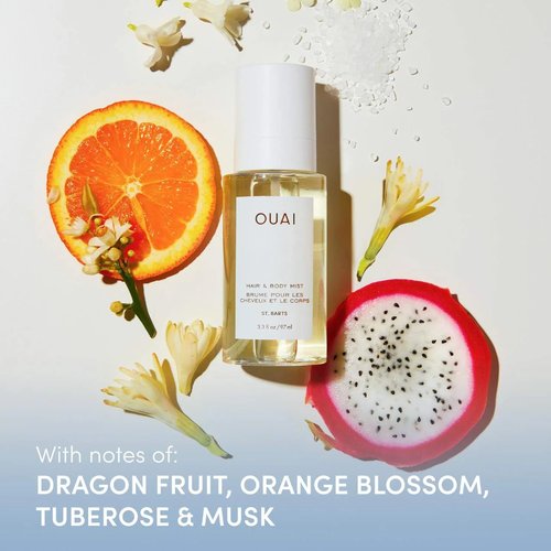 OUAI St. Barts Hair and Body Mist - Tropical-Scented Hair Perfume & Body Spray | 3.3 Fl Oz with Dragonfruit & Musk