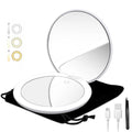 LED Lighted Compact Travel Makeup Mirror, 5 Inch Double-Sided 1X/10X Magnification, USB Rechargeable 1000mAh Battery, Touch Screen, 56 High-CRI LEDs, 3-Color Dimmable Light, Tweezers & Travel Bag