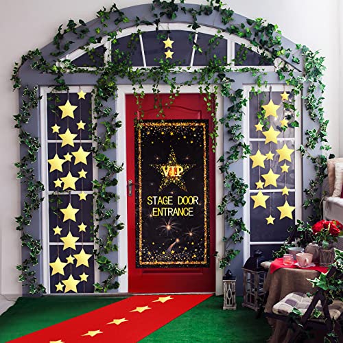 Red Carpet Runner for Party 2.62x14.5ft with Gold Star Cutouts - Event Decor