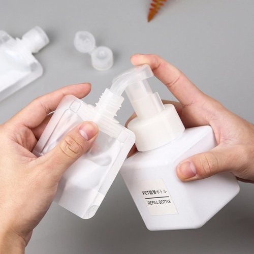 crayfomo 30 Pcs Travel Pouches for Toiletries,Portable Travel Fluid Makeup Packing Bag Squeeze Pouches Refillable Clear Travel Containers for Shampoo Conditioner Lotion Soap Liquids (30ml)