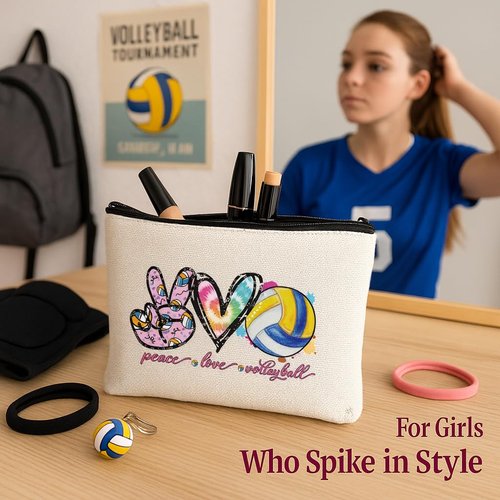Flotreif Volleyball Gifts for Girls, Cute Volleyball Gift Set with Socks, Earrings, Makeup Bag & Stickers, Teen Girl Volleyball Player Birthday Gifts