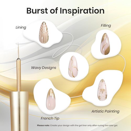 Beetles Metallic Gel Nail Polish Liner Set Silver Bronze Gold 2pcs Gel Liner Nail Art Chrome 3D High-Gloss Effect for Nail Paint Design with Thin Brush DIY French Manicure Curing Requires at Home