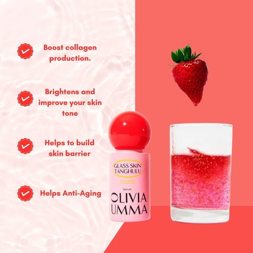 Olivia Umma Glass Skin Tanghulu Strawberry & Tangerine Serum – Anti Aging Korean Face Serum with Niacinamide & Vitamin C, B, A, E – Brightening & Hydrating Korean Skin Care for Face – 40ml