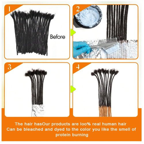 Dreadlock Extensions Human Hair 0.6cm Width 8 Inch 20 Strands, 100% Human Hair Loc Extensions, Full Handmade Locs Extensions for Men/Women, Can be Dyed Soft Dreads, #27 Blond