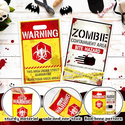 Halloween Zombie Party Favor Bags - 50 Pack Scary Treat Gift Bags with Handles