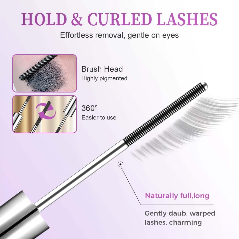 Steel Tube Metal Wand Mascara - Waterproof Tubular Formula for Long-Lasting, Smudge-Proof Lashes (Black + Brown)