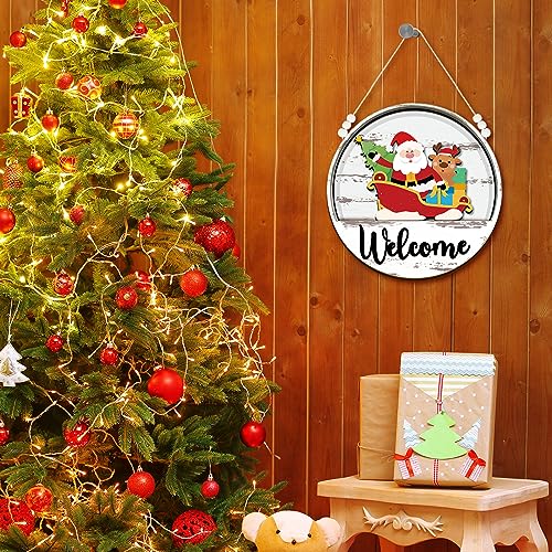 Interchangeable Welcome Sign with Seasonal Patterns - White Wooden Front Door Decor
